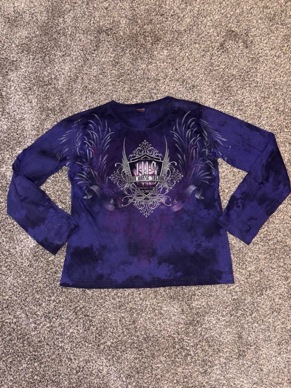 Grunge purple and black 2010 biker long sleeve shirt